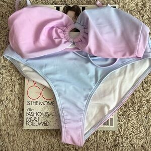 Elegant Pastel Pink and Blue Bikini Set